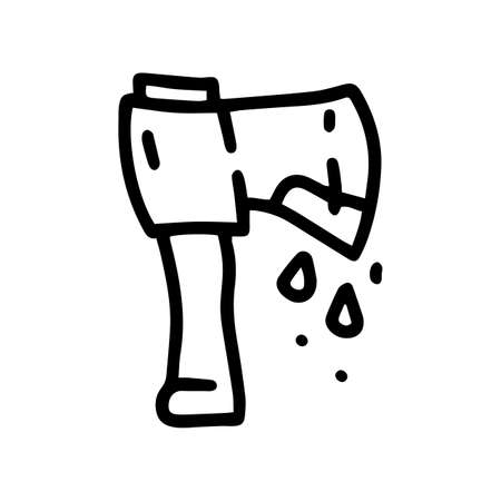 bloody axe line vector doodle simple iconのイラスト素材
