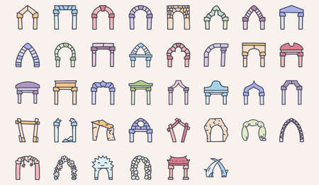 Arhes color vector doodle simple icon setのイラスト素材