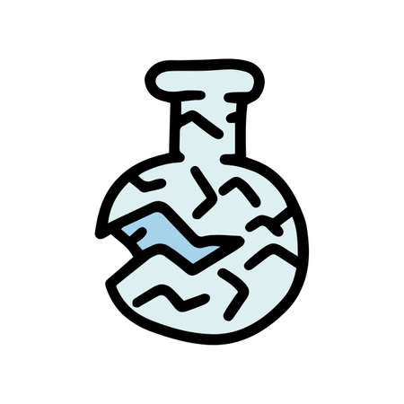broken chemical flask color vector doodle simple iconのイラスト素材