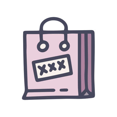sex shop bag color vector doodle simple iconのイラスト素材