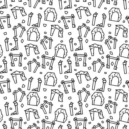 Ancient arch line vector doodle simple seamless patternのイラスト素材