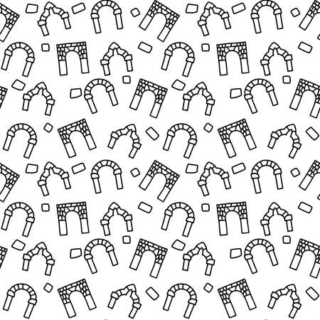 Classic arch line vector doodle simple seamless patternのイラスト素材