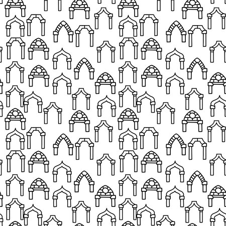 Gothic arch line vector doodle simple seamless patternのイラスト素材