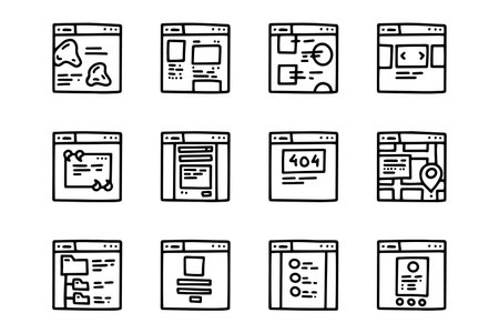 Web pages line vector doodle simple icon setのイラスト素材