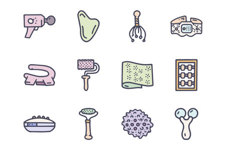 Massagers color vector doodle simple icon setのイラスト素材