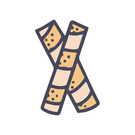 waffle sticks color vector doodle simple iconのイラスト素材