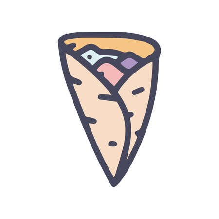 stuffed thin pancakes color vector doodle simple iconのイラスト素材