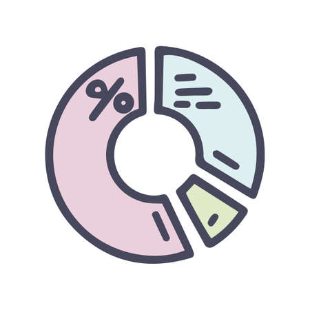 pie chart color vector doodle simple iconのイラスト素材