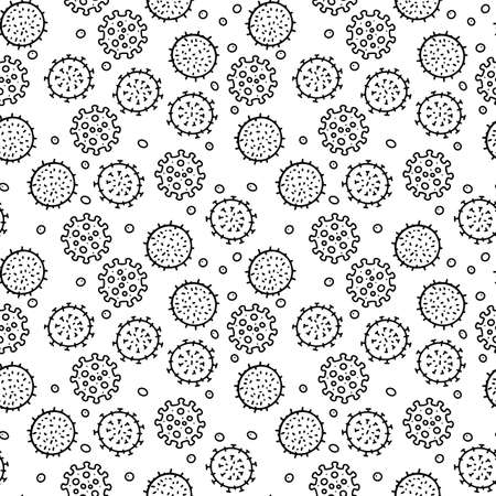 Viruses line vector doodle simple seamless patternのイラスト素材