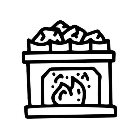 sauna heater line vector doodle simple iconのイラスト素材