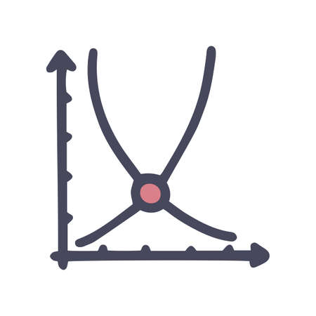 line graph color vector doodle simple iconのイラスト素材