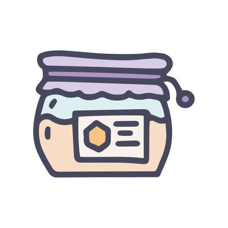 honey jar color vector doodle simple iconのイラスト素材