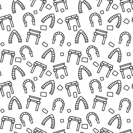 Greek arch line vector doodle simple seamless patternのイラスト素材