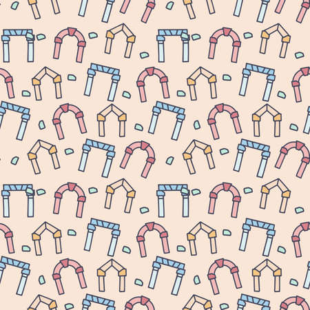 Arches color vector doodle simple seamless patternのイラスト素材
