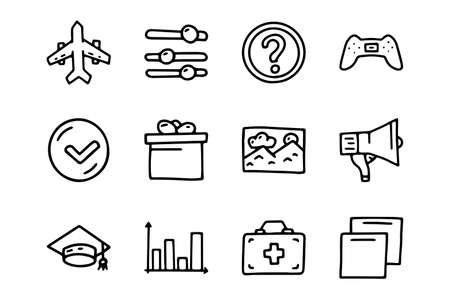 Occassions line vector doodle simple icon setのイラスト素材