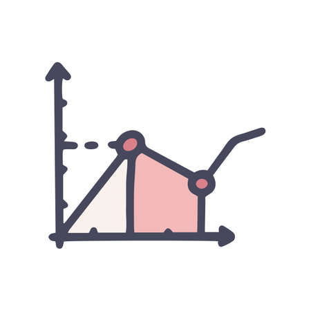 descending line graph color vector doodle simple iconのイラスト素材