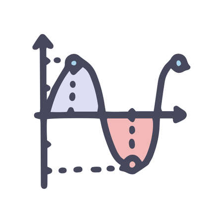 sinusoid plot color vector doodle simple iconのイラスト素材