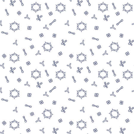 Bacteria line vector doodle simple seamless patternのイラスト素材