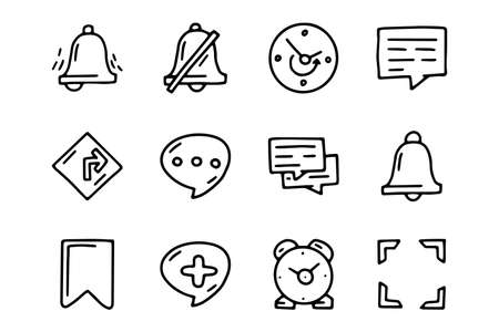 Notification line vector doodle simple icon setのイラスト素材