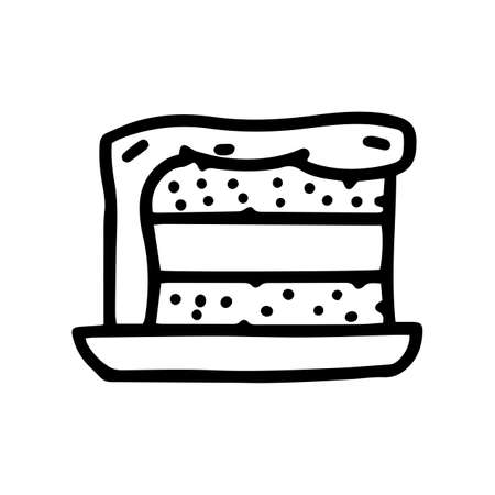 piece of cake line vector doodle simple iconのイラスト素材