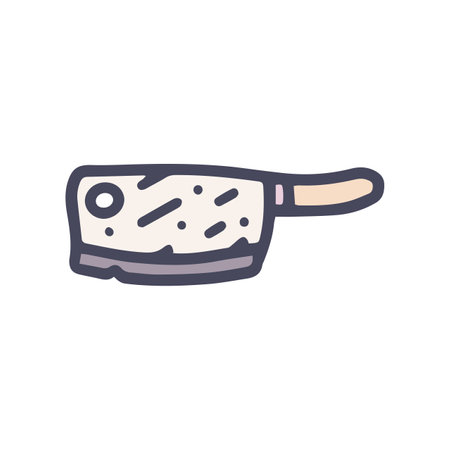 meat cleaver knife color vector doodle simple iconのイラスト素材