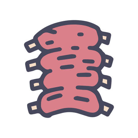 raw ribs color vector doodle simple iconのイラスト素材