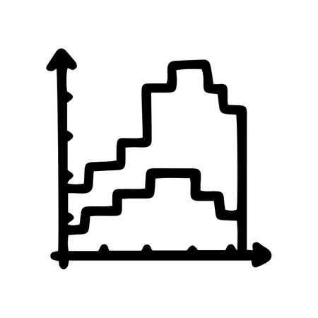stacked step area chart line vector doodle simple iconのイラスト素材