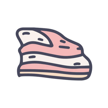 bacon color vector doodle simple icon designのイラスト素材