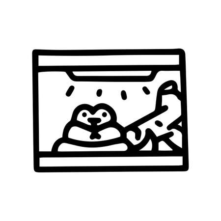 pet snake terrarium line vector doodle simple iconのイラスト素材