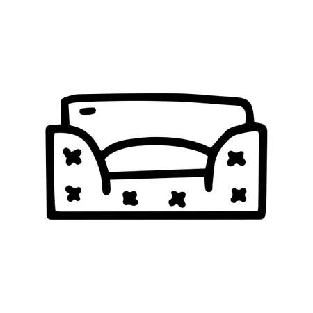 dog bed line vector doodle simple iconのイラスト素材