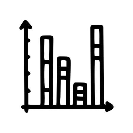 bar chart line vector doodle simple iconのイラスト素材