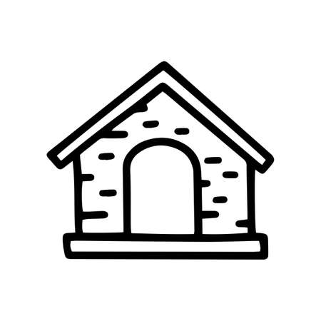 dog house line vector doodle simple iconのイラスト素材
