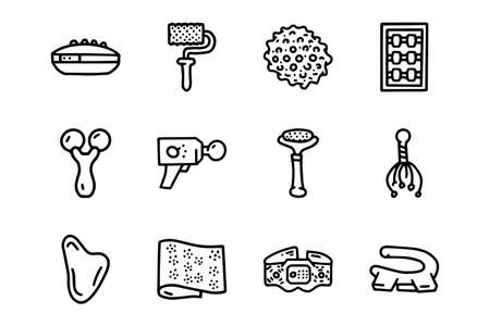 Massagers line vector doodle simple icon setのイラスト素材