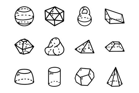 Geometric figures line vector doodle simple icon setのイラスト素材