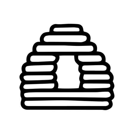 straw beehive line vector doodle simple iconのイラスト素材