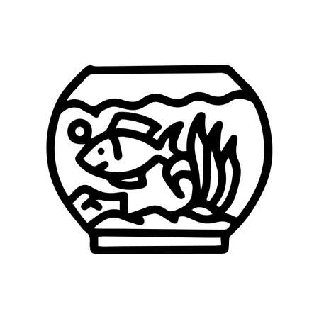 aquarium pet fish line vector doodle simple iconのイラスト素材