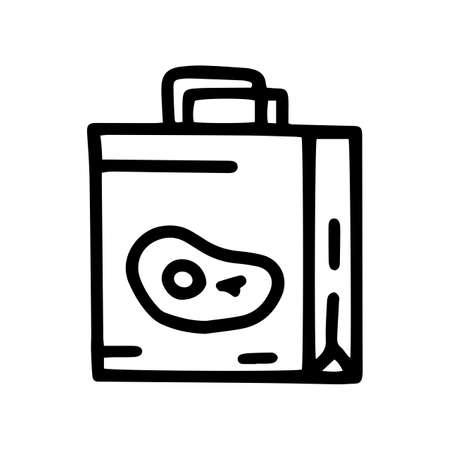 Outline butcher bag black line vector doodle icon for web design and presentation isolated on backgroundのイラスト素材