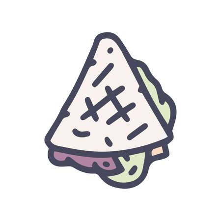 quesadilla color vector doodle simple icon designのイラスト素材