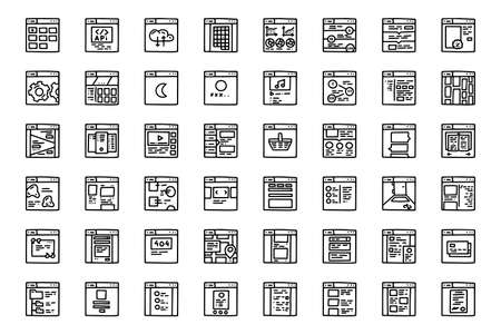 Web design line vector doodle simple icon setのイラスト素材