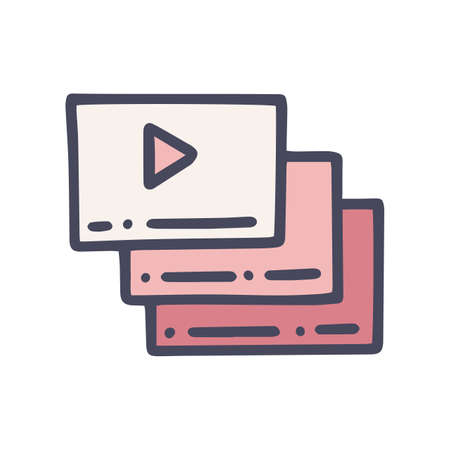 video content color vector doodle simple iconのイラスト素材