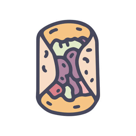 fajita color vector doodle simple icon designのイラスト素材