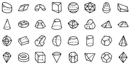 Geometric figures line vector doodle simple icon setのイラスト素材