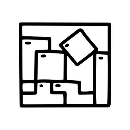 wooden block puzzle line vector doodle simple iconのイラスト素材
