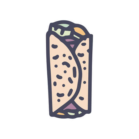 burrito color vector doodle simple icon designのイラスト素材