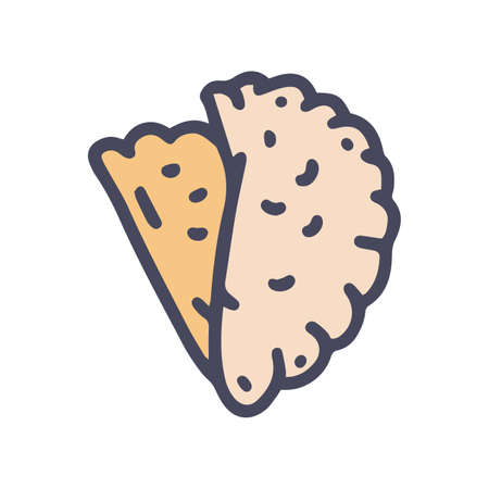 empanada food color vector doodle simple iconのイラスト素材
