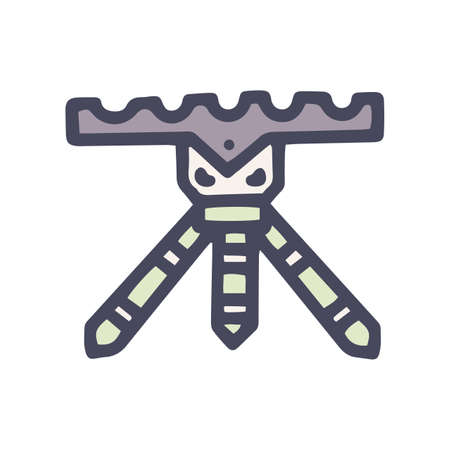 fishing rod pod color vector doodle simple iconのイラスト素材