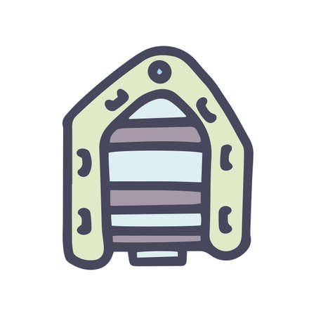 rubber boat color vector doodle simple iconのイラスト素材
