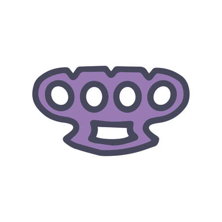 brass knuckles color vector doodle simple iconのイラスト素材
