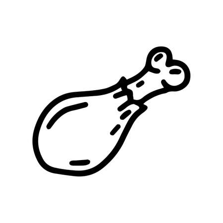 chicken drumstick line vector doodle simple iconのイラスト素材