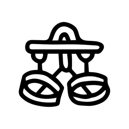 rock climbing harness line vector doodle simple iconのイラスト素材